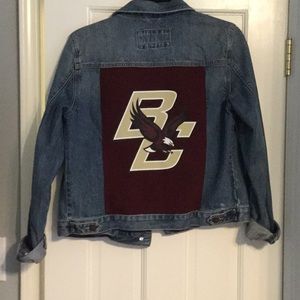 Denim Jean Jacket with Boston Logo on back.